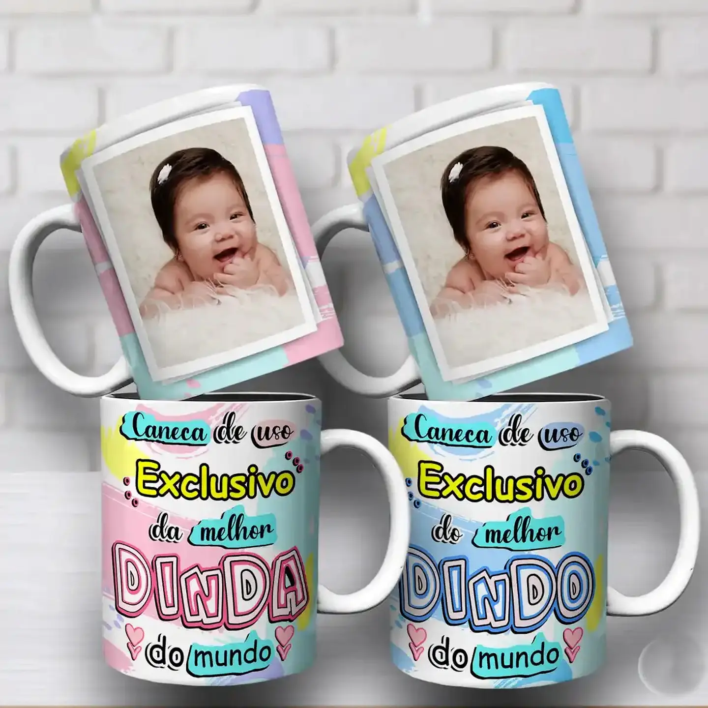 Arquivo Sublimação Caneca Dindo e Dinda Com Foto 1