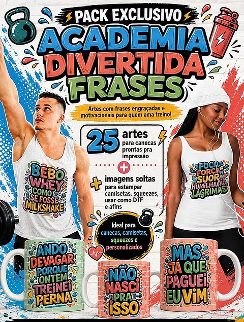 Arquivo Sublimação Pack Academia Divertida 2026