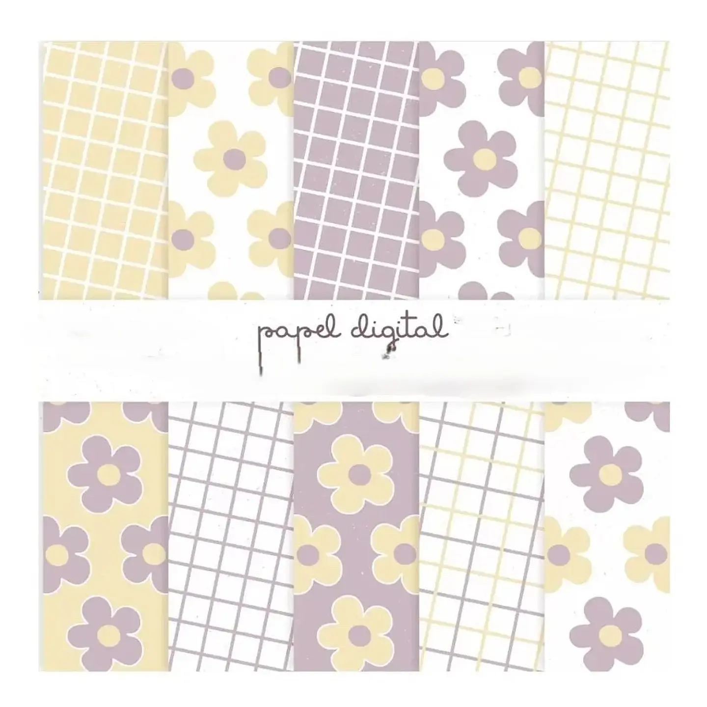Kit Digital Papéis Lilás e Amarelo 1