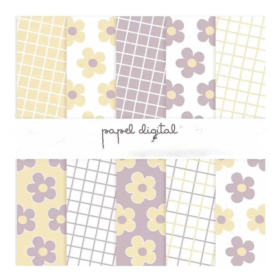 Kit Digital Papéis Lilás e Amarelo 1