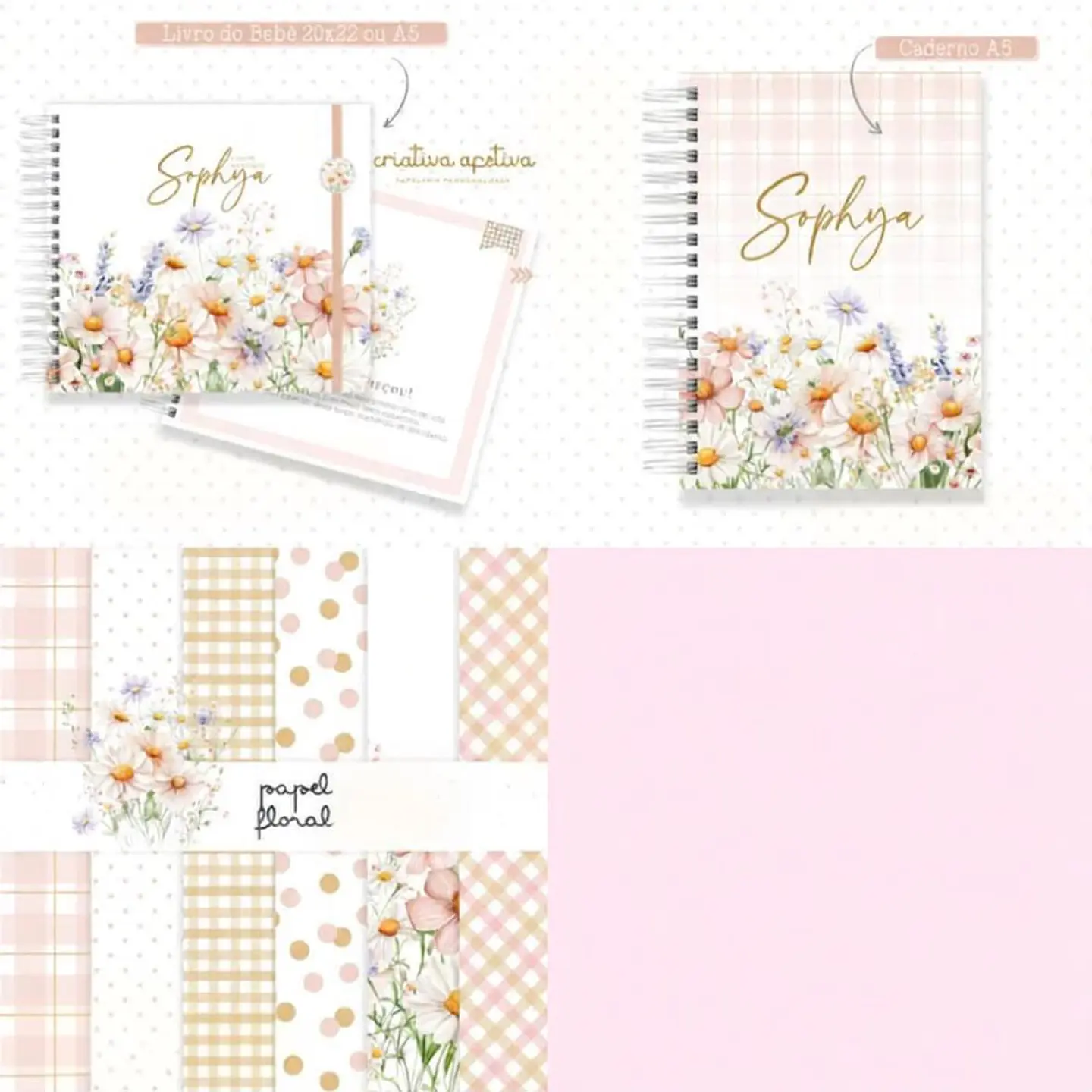Arquivo Encadernação Baby Combo Floral Delicado 1