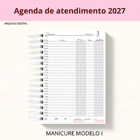 Arquivo Encadernação Agenda Manicure Modelo 1