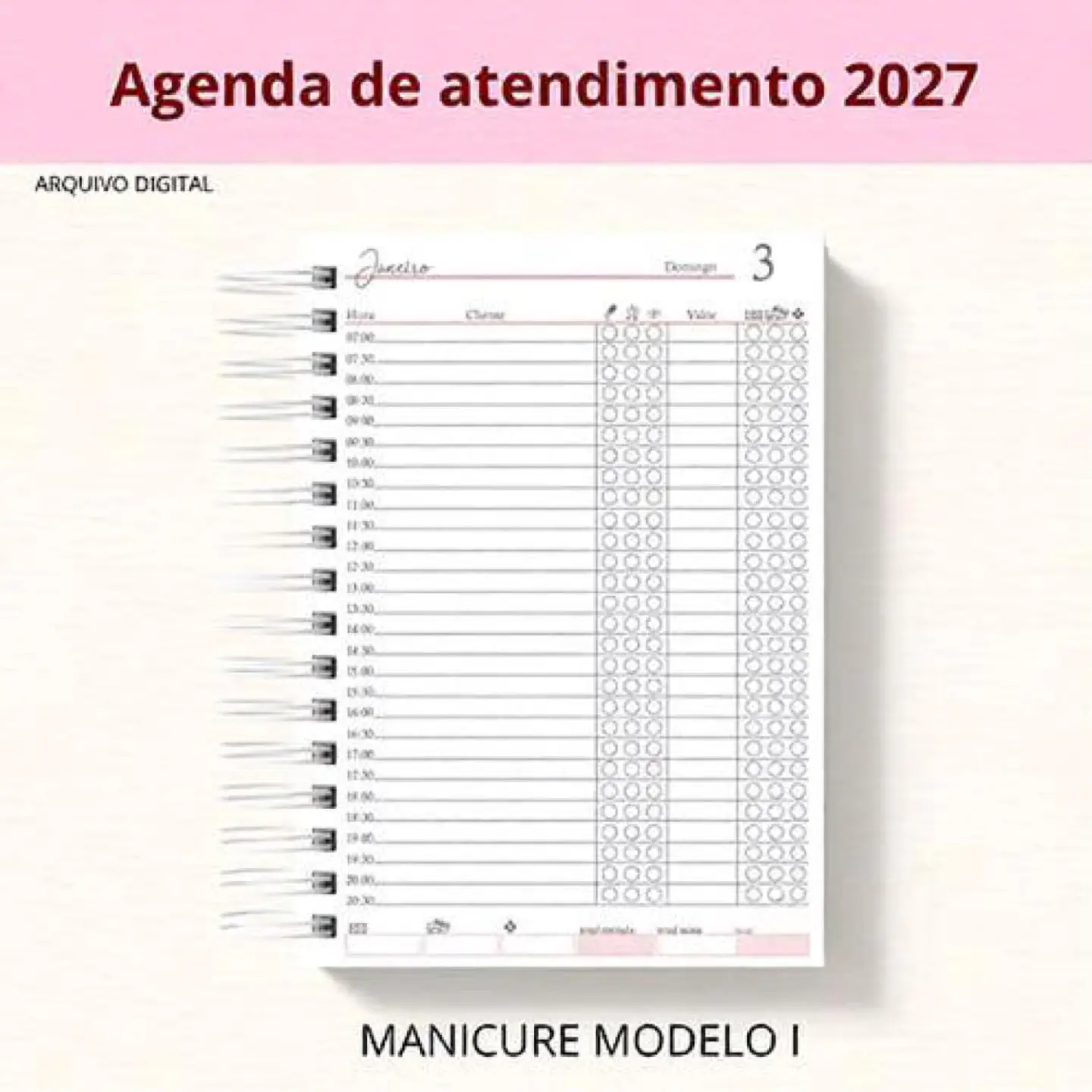 Arquivo Encadernação Agenda Manicure Modelo 1 1
