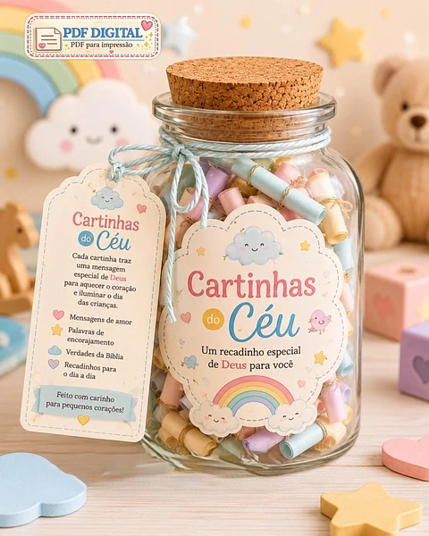 Arquivo De Corte Artes para Pote - Cartinhas do Céu - Para crianças