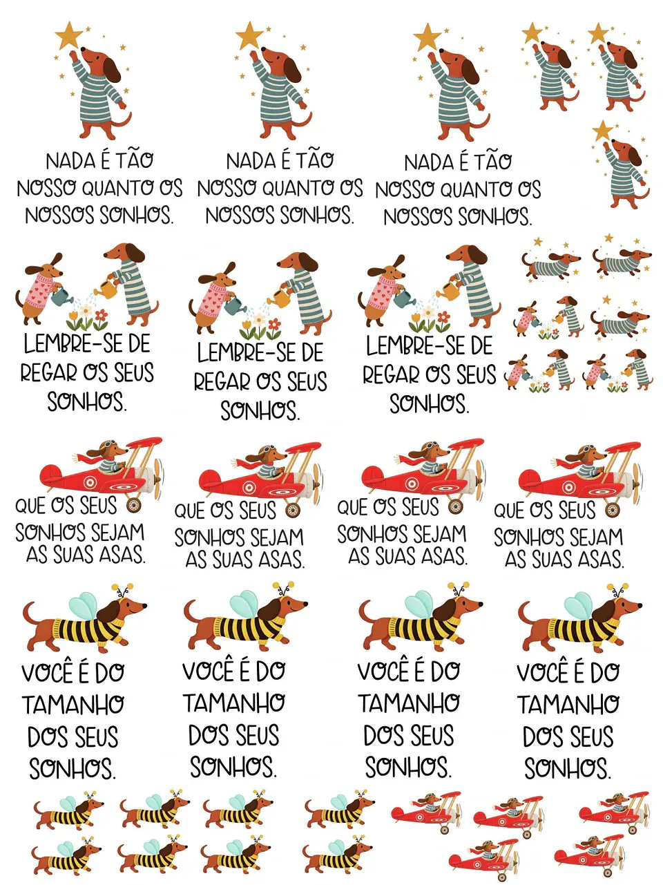 Arquivo Sublimação Arte Digital DTF UV Cachorrinhos Sonhos  1