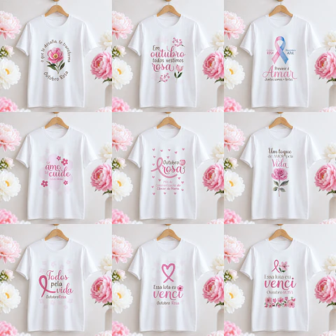 Arquivo Sublimação Kit Camisas Outubro Rosa 