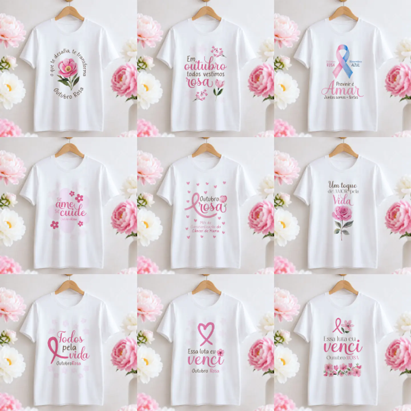 Arquivo Sublimação Kit Camisas Outubro Rosa  1