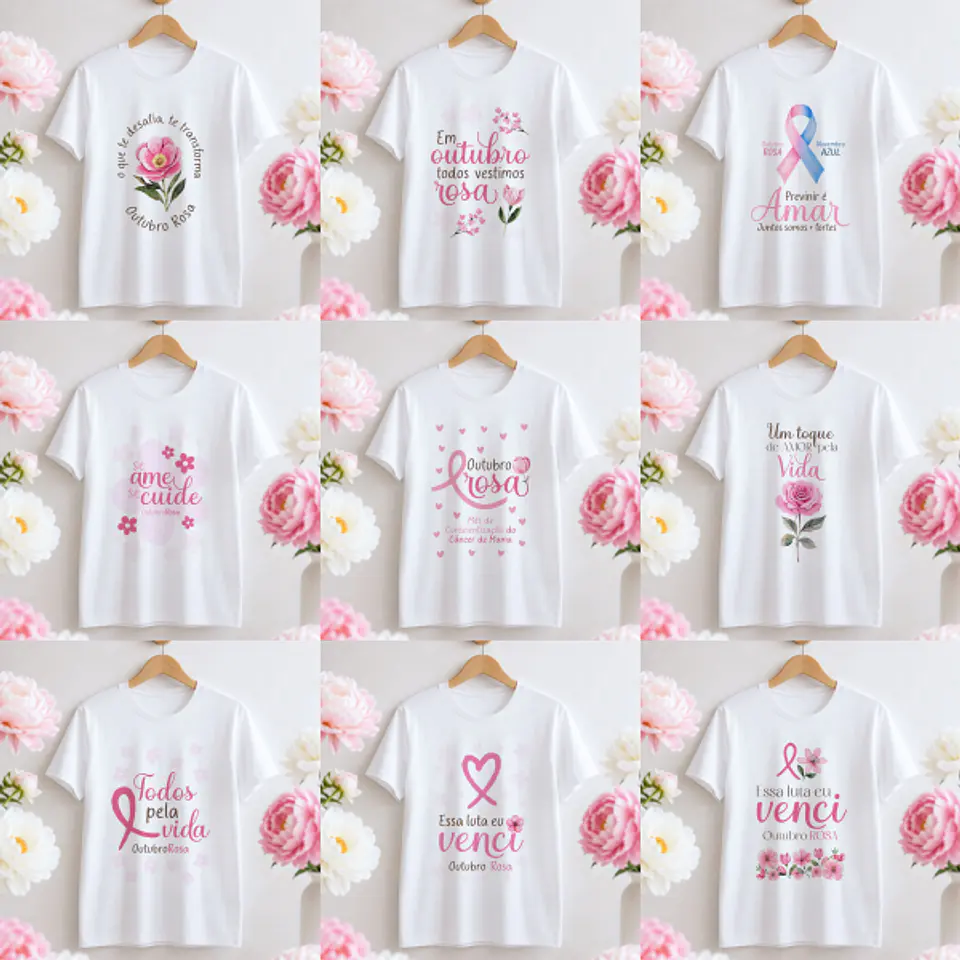 Arquivo Sublimação Kit Camisas Outubro Rosa  1