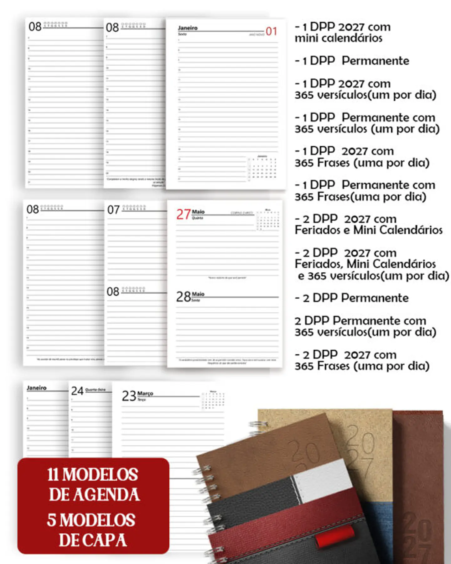 Arquivo Super Combo 11 Agendas 2027 e Permanente Masculina com 5 Modelos de Capa  1