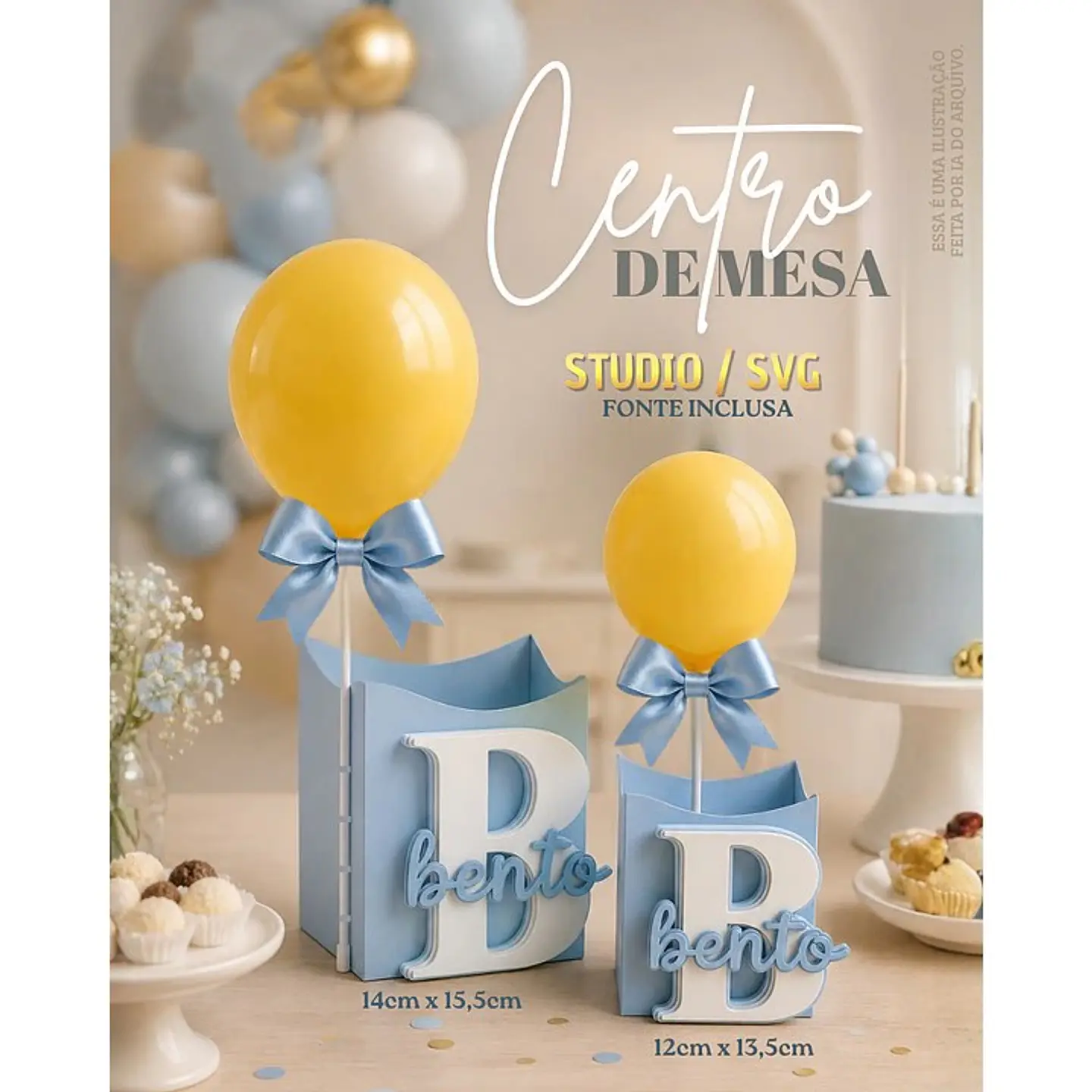Arquivo De Corte Centro de Mesa Abc com Balão  1