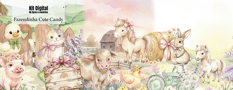 Arquivo Kit Digital Fazendinha Cute Candy 