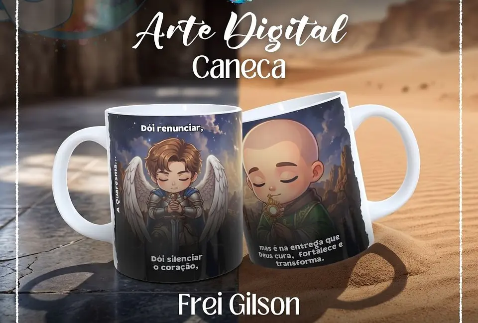 Arquivo Sublimação Caneca Frei Gilson Deus cura 1