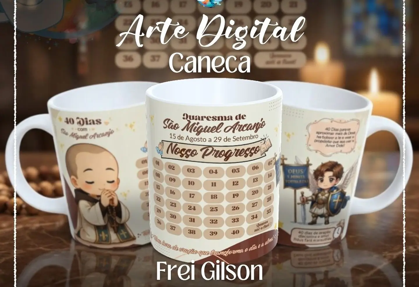 Arquivo Sublimação Caneca Frei Gilson Calendário Quaresma 1