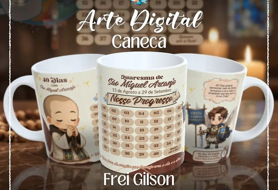 Arquivo Sublimação Caneca Frei Gilson Calendário Quaresma 1