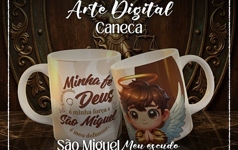 Arquivo Sublimação Caneca São Miguel Arcanjo Meu Escudo 
