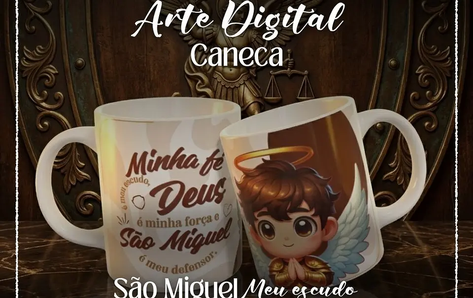 Arquivo Sublimação Caneca São Miguel Arcanjo Meu Escudo  1