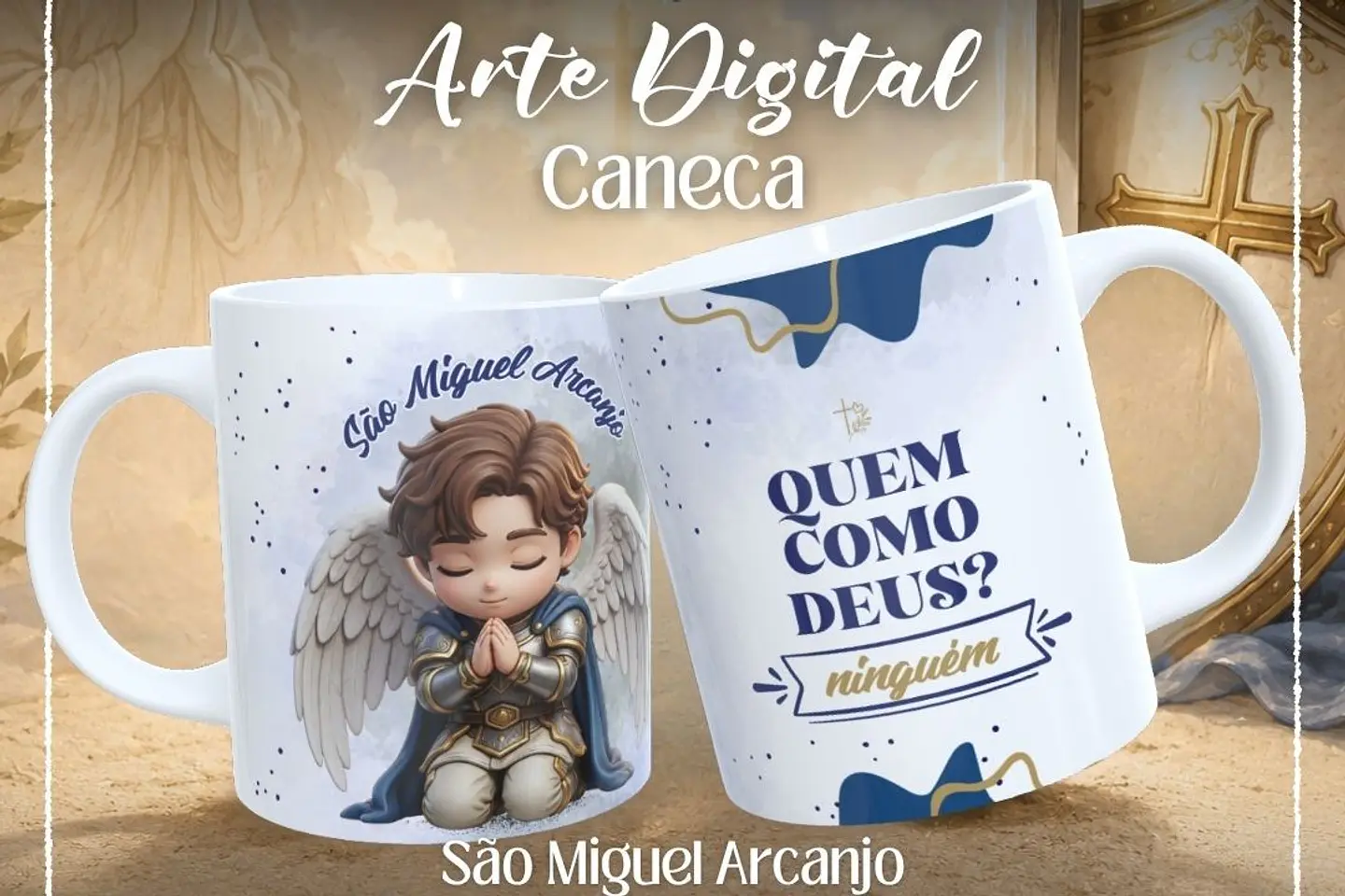 Arquivo Sublimação Caneca São Miguel Arcanjo Quem como Deus  1