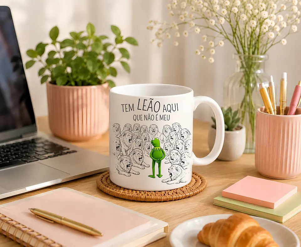 Arquivo Sublimação Caneca - Tem Leão Aqui que Não é Meu 1