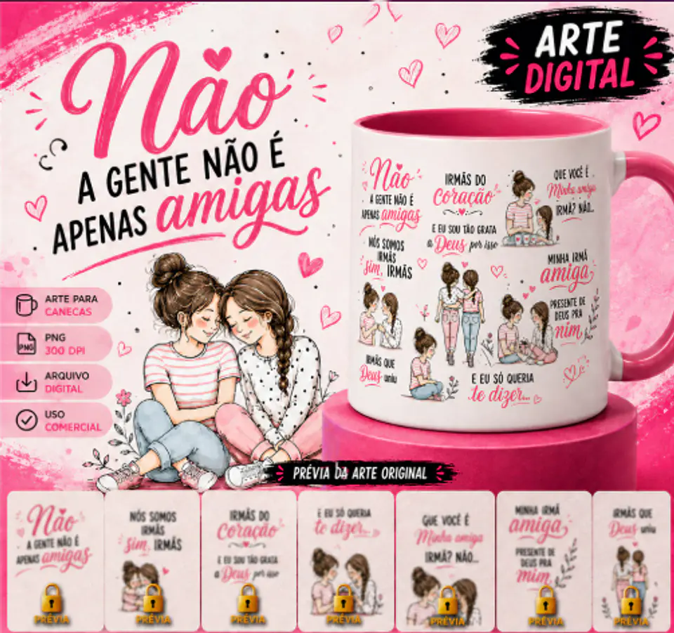 Arquivo Sublimação Caneca Pra sempre Amigas 1