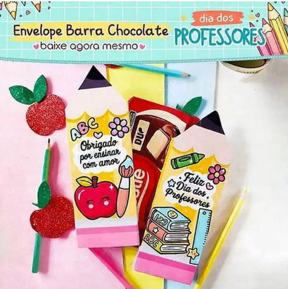 Arquivo Dia dos Professores Envelope Barra de Chocolate 1