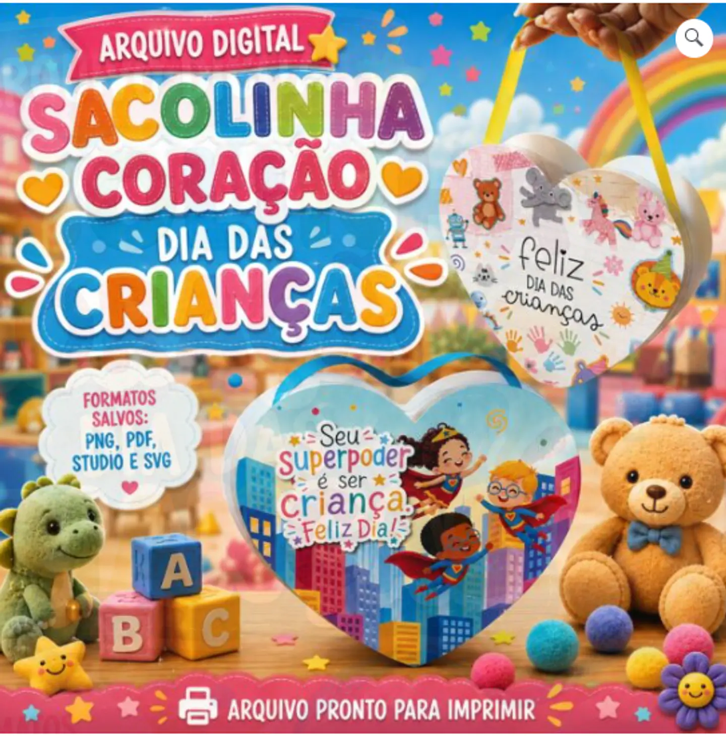 Arquivo Dia das Crianças Coração Bolsinha Acetato  1