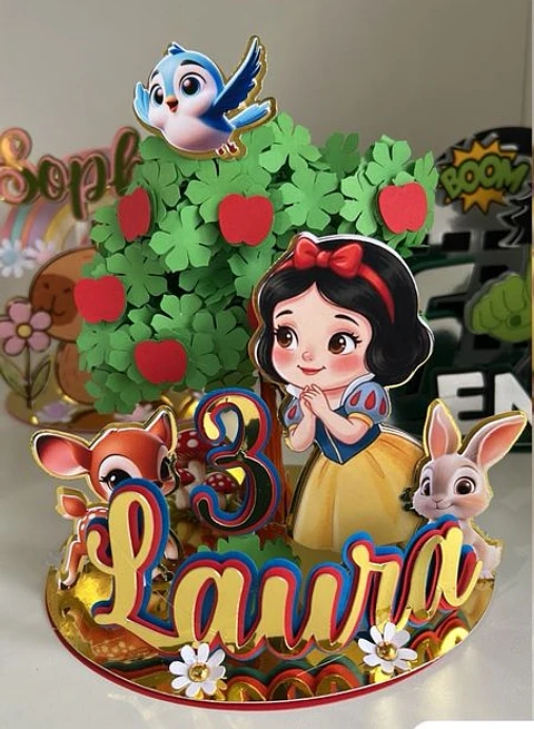 Arquivo Topo de Bolo Cenário Branca de Neve