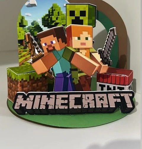 Arquivo Topo de Bolo Cenário Minecraft 