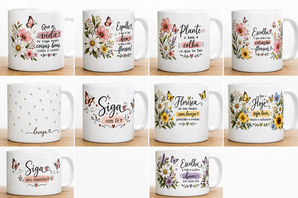 Arquivo Sublimação Caneca Floral  1