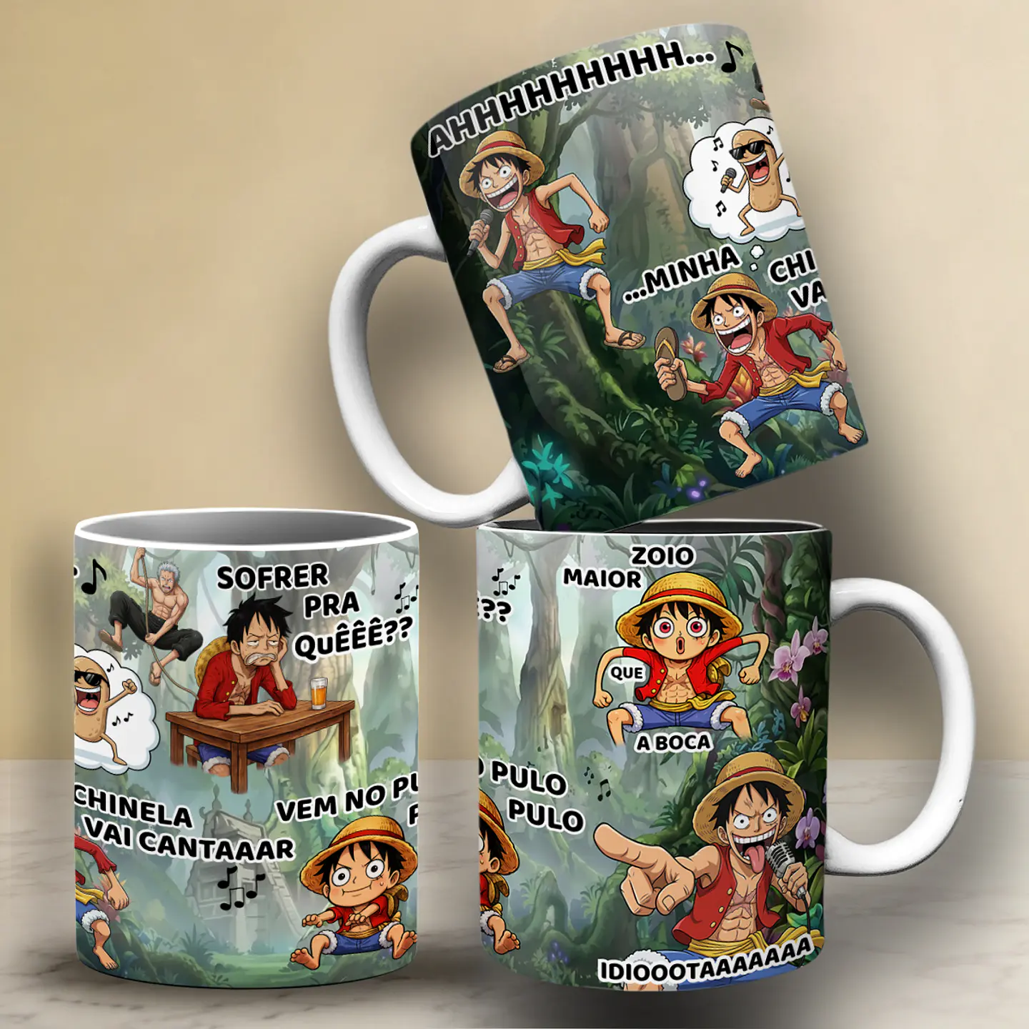 Arquivo Sublimação Caneca One Piece Luffy Skypea  1