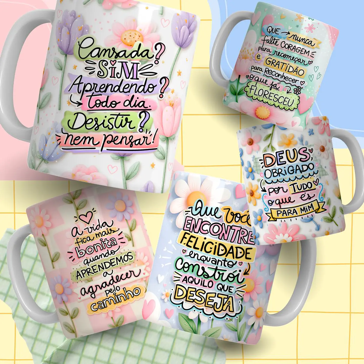 Arquivo Sublimação Caneca 5 Frases Feed  1