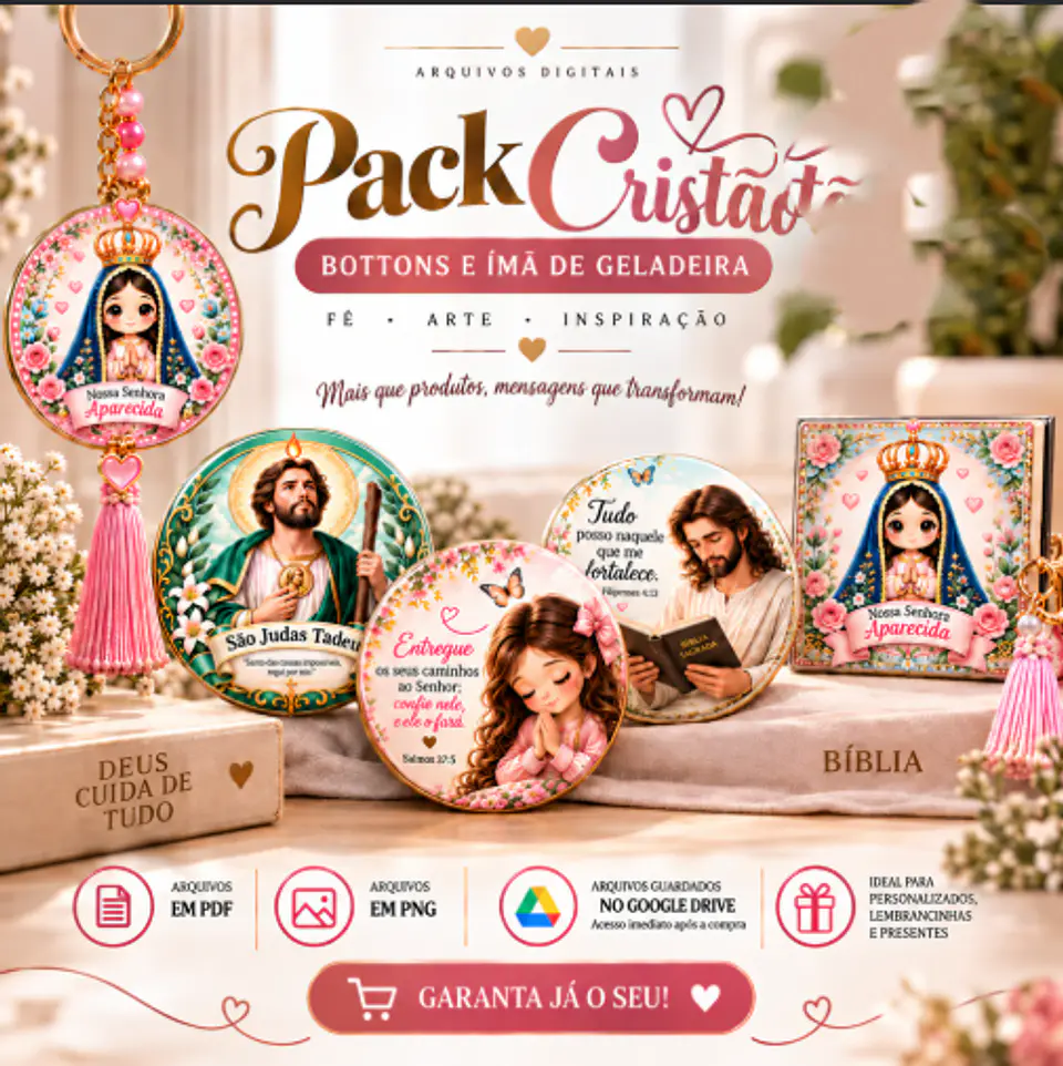 Arquivo de Corte Pack Cristão Bottons e Ìma de Geladeira  1