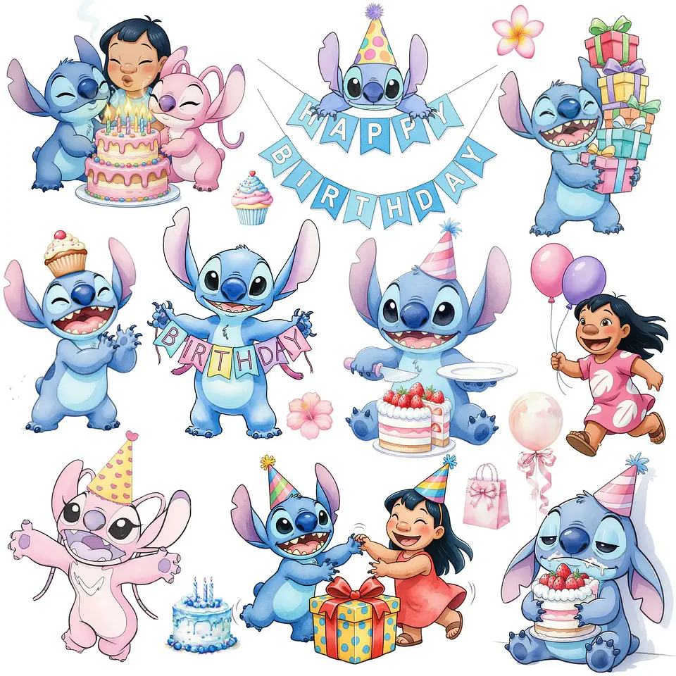 Arquivo Kit Digital Stich birthday 1