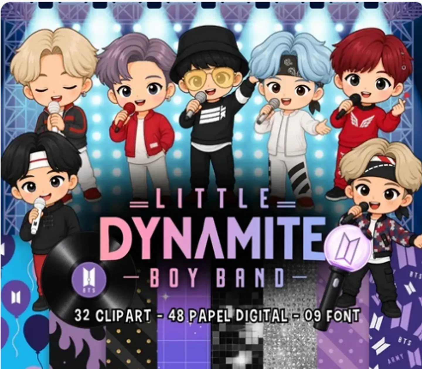 Arquivo Kit Digital Little Dynamite Boyband • Bts  1