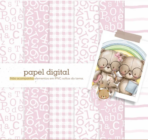Arquivo Kit Digital Papéis Digitais Professores Rosa