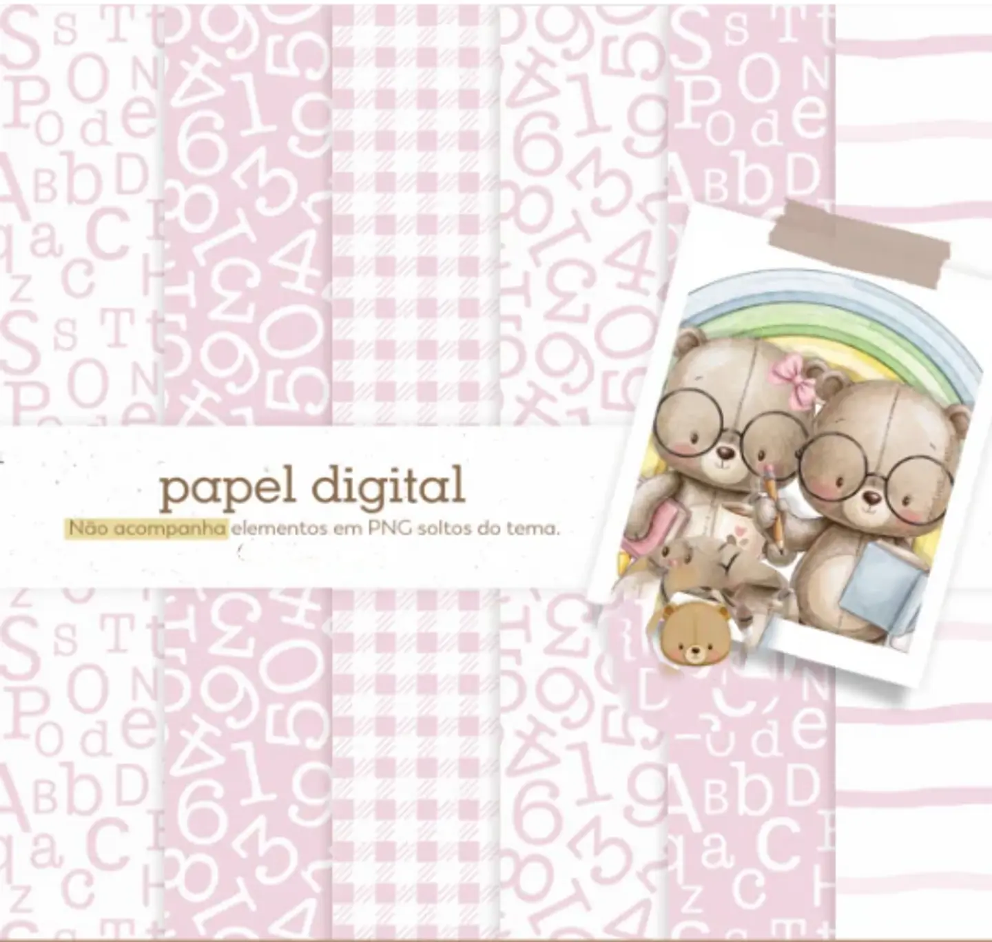 Arquivo Kit Digital Papéis Digitais Professores Rosa 1