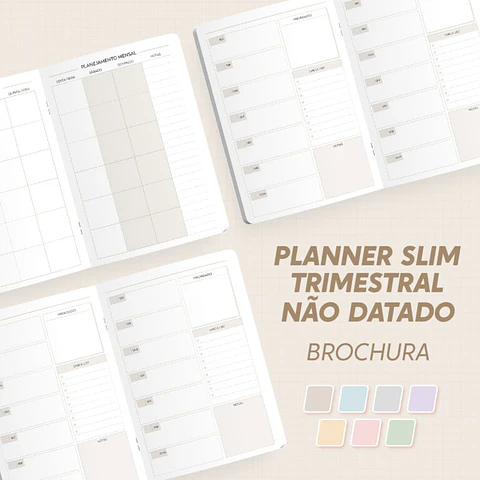Arquivo Planner Slim Modular  Trimestral  Não Datado - A5 - Brochura 