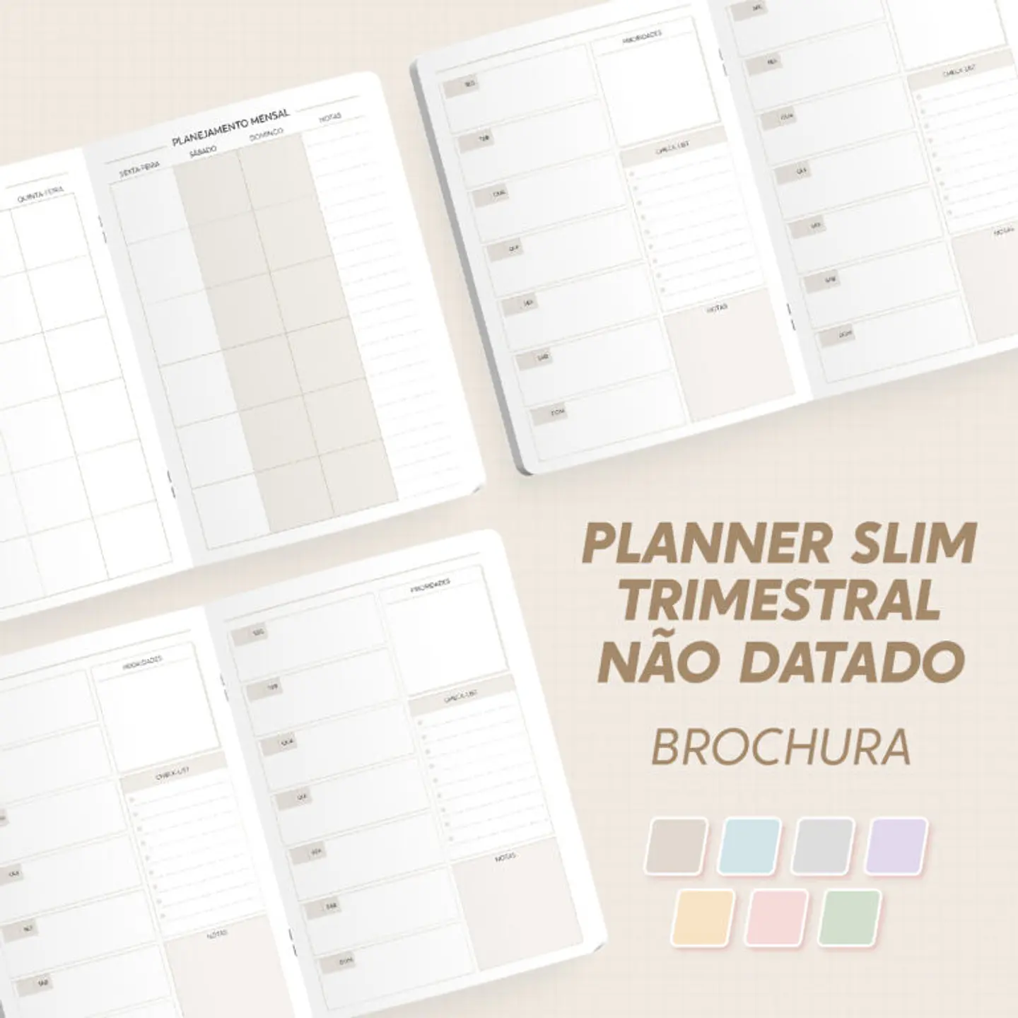 Arquivo Planner Slim Modular  Trimestral  Não Datado - A5 - Brochura  1