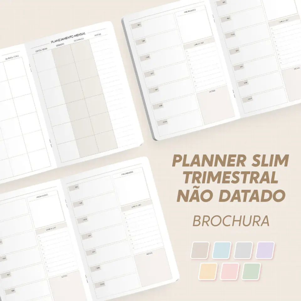 Arquivo Planner Slim Modular  Trimestral  Não Datado - A5 - Brochura  1
