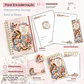 Arquivo Menina Scrap Rosa e Azul - Caderno Pautado A5 + Bloquinho A6 + Extras  - Thumbnail 1