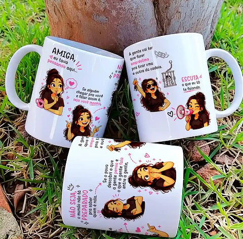 Arquivo Sublimação Caneca Amiga Eu Tava Pensando Aqui Menina