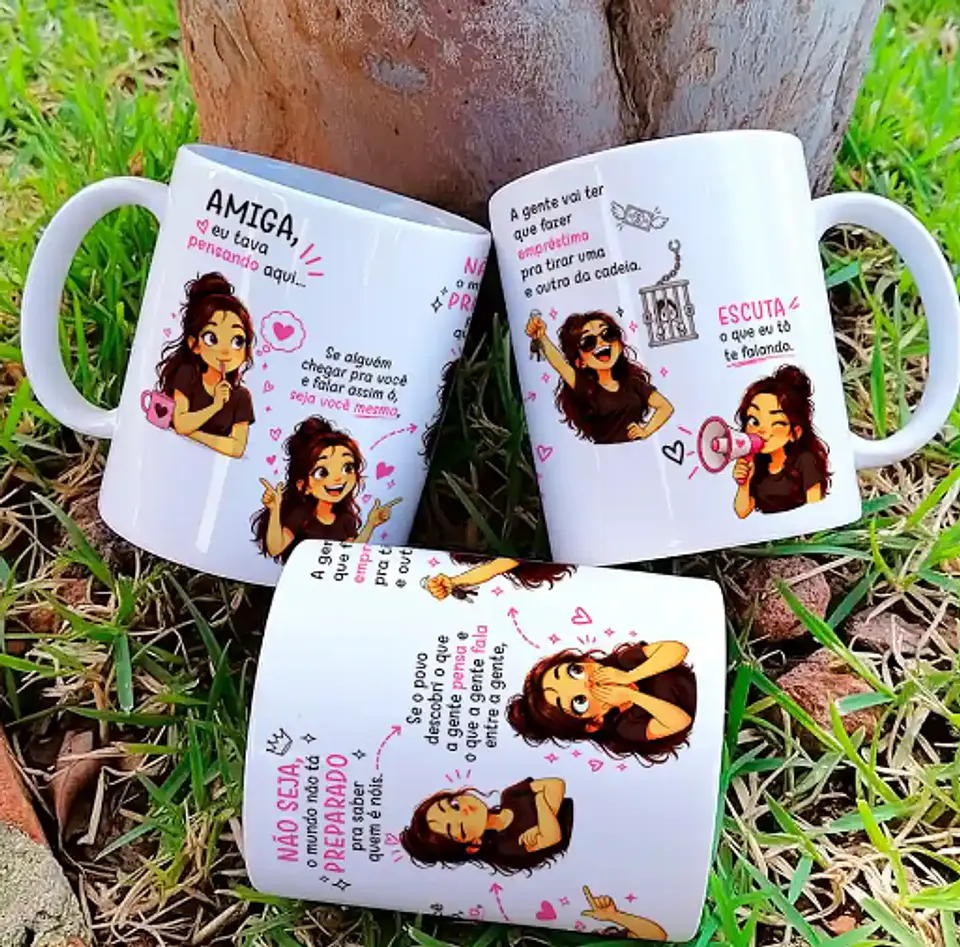 Arquivo Sublimação Caneca Amiga Eu Tava Pensando Aqui Menina 1