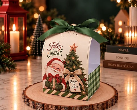 Arquivo Caixa para Mini Panetone Natal