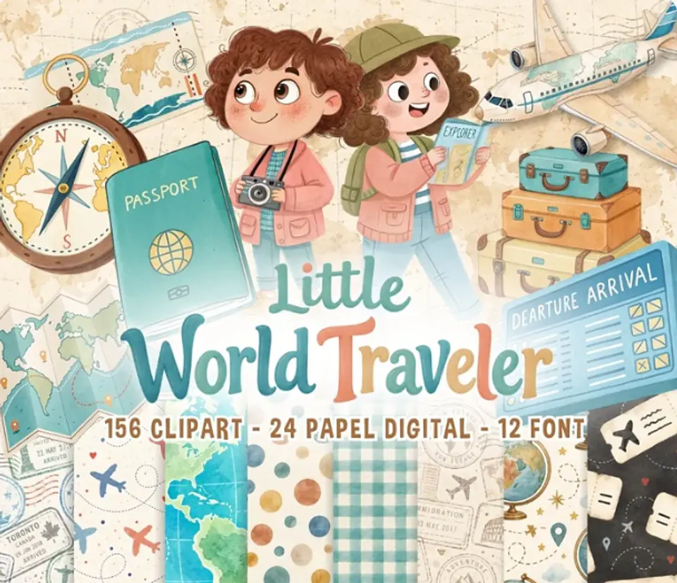 Arquivo Kit Digital Little World Traveler 1