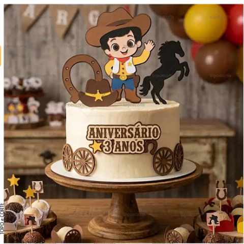 Arquivo Topo de Bolo Cowboy Menino 