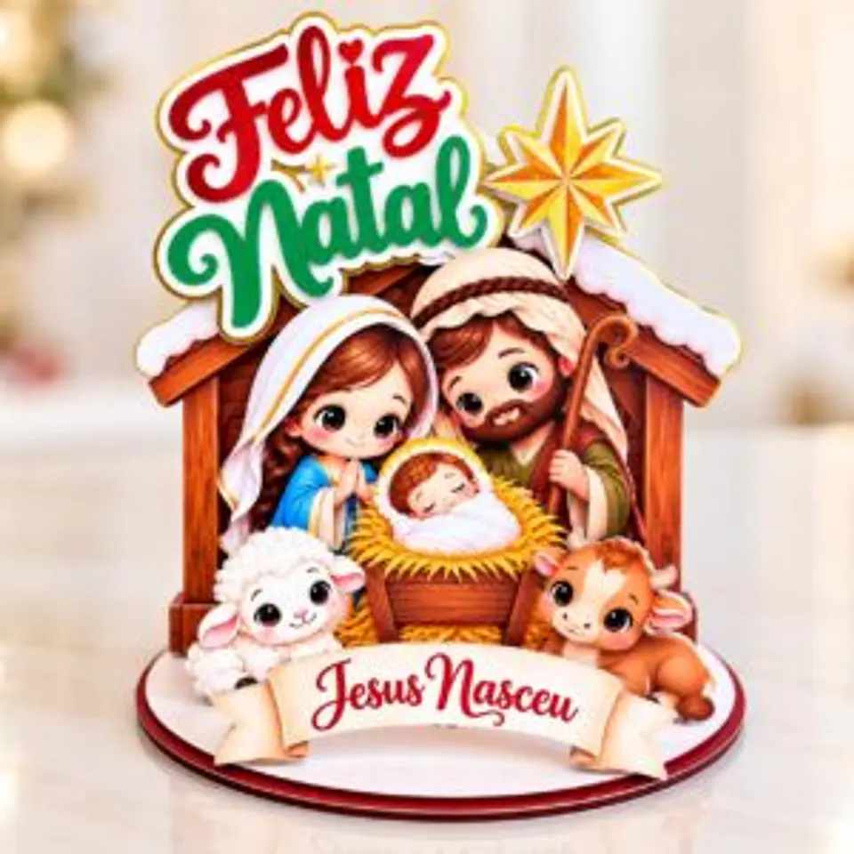 Arquivo Topo de Bolo - Cenario Feliz Natal Cristão  1