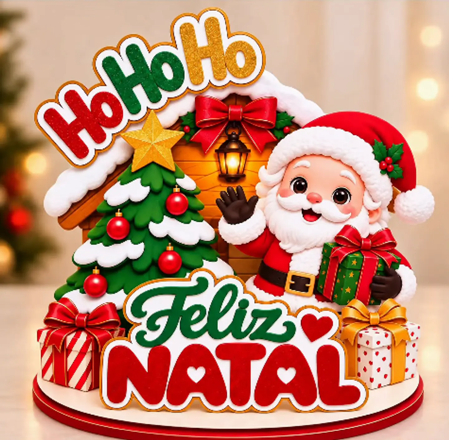 Arquivo Topo de Bolo - Hohoho Feliz Natal Cenario  1