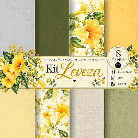 Arquivo Kit Digital Encantos da Primavera Girassol - Papéis 2