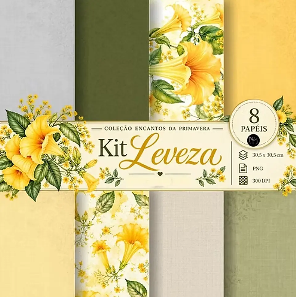 Arquivo Kit Digital Encantos da Primavera Girassol - Papéis 2 1