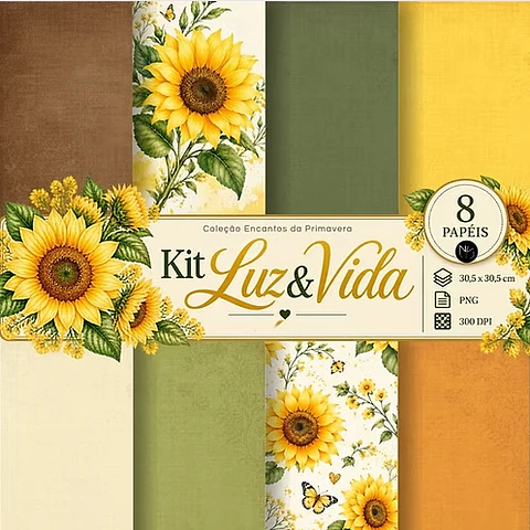 Arquivo Kit Digital Encantos da Primavera Girassol - Papéis