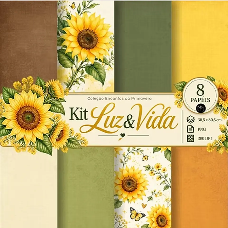Arquivo Kit Digital Encantos da Primavera Girassol - Papéis 1